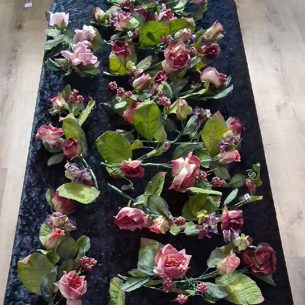 12  Pink Rose Floral Garland Strand - Faux Flower Decor